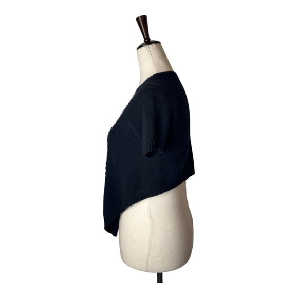 Autumn Cashmere Sweater Women Small Black Cashmere Beaded Neckline Cardigan - Picture 6 of 10